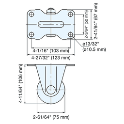 4-13/16" Low Profile Heavy Duty Caster, Clear Zinc Chromate Alt 4 - Image