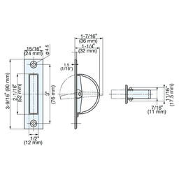 15/16" x 3-9/16" Hatch Pull, Satin Alt 4 - Image