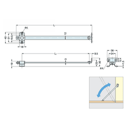 Lamp 210mm Lid Stay, Satin - Alt Image 1