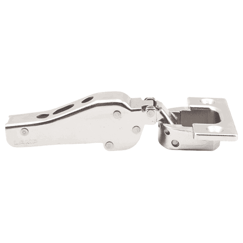 93° Opening Standard Euro Hinge, Self Closing, 5/8" Overlay, Nickel, Screw-On Alt 3 - Image