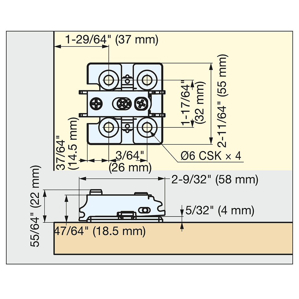 55mm J95 Mounting Plate, Black Nickel Alt 5 - Image