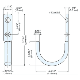 200mm Stainless Steel J-Hook, Mirror Alt 4 - Image