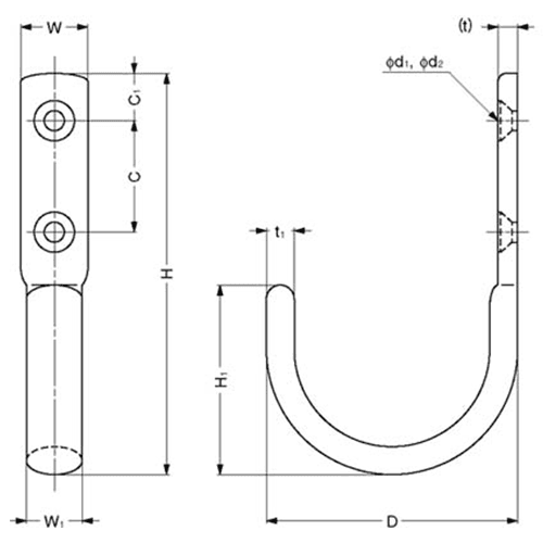 Stainless Steel Screw Supplied Utility Hook