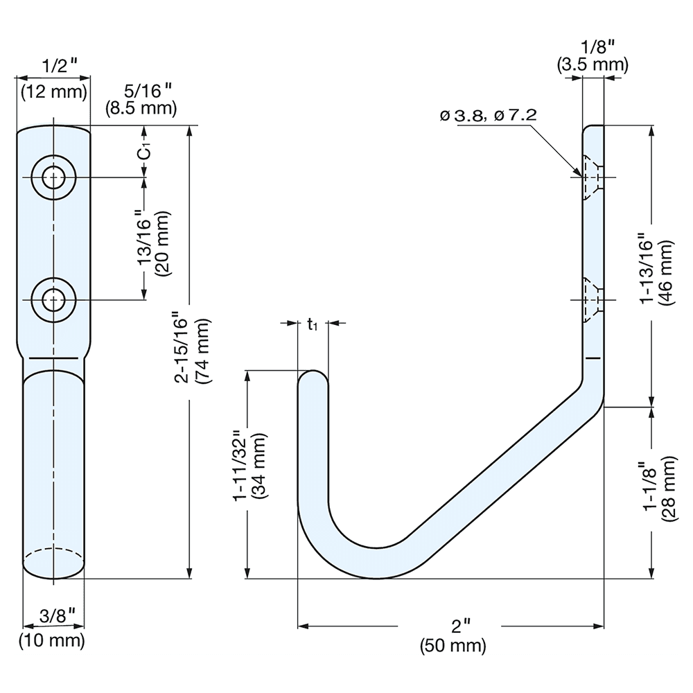 74mm Stainless Steel Hook, Mirror Alt 5 - Image