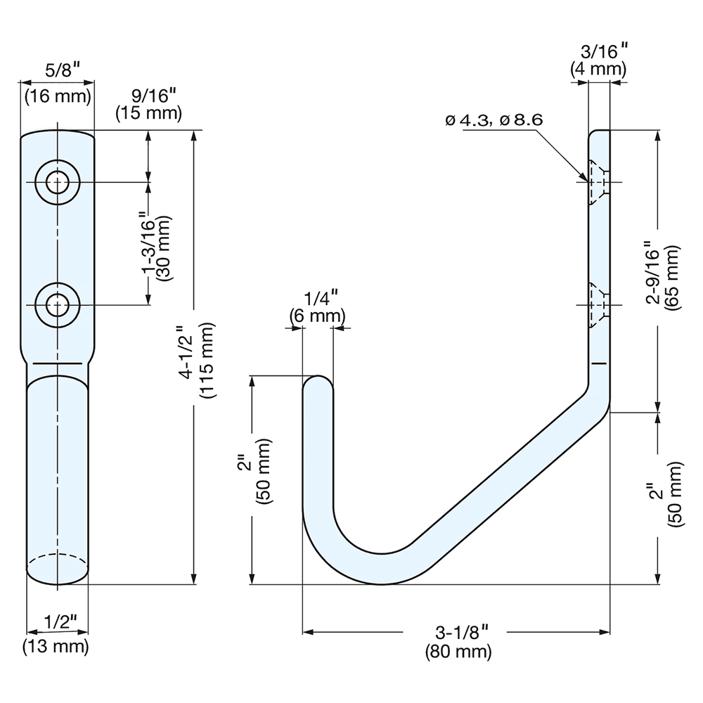 115mm Stainless Steel Hook, Mirror Alt 4 - Image