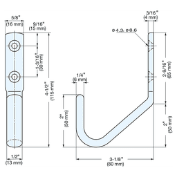 115mm Stainless Steel Hook, Mirror Alt 4 - Image