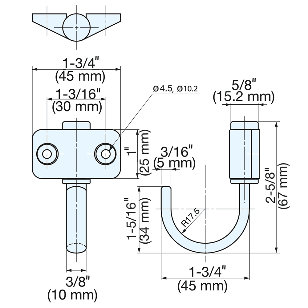 67mm Stainless Steel Hook, Polished Alt 6 - Image