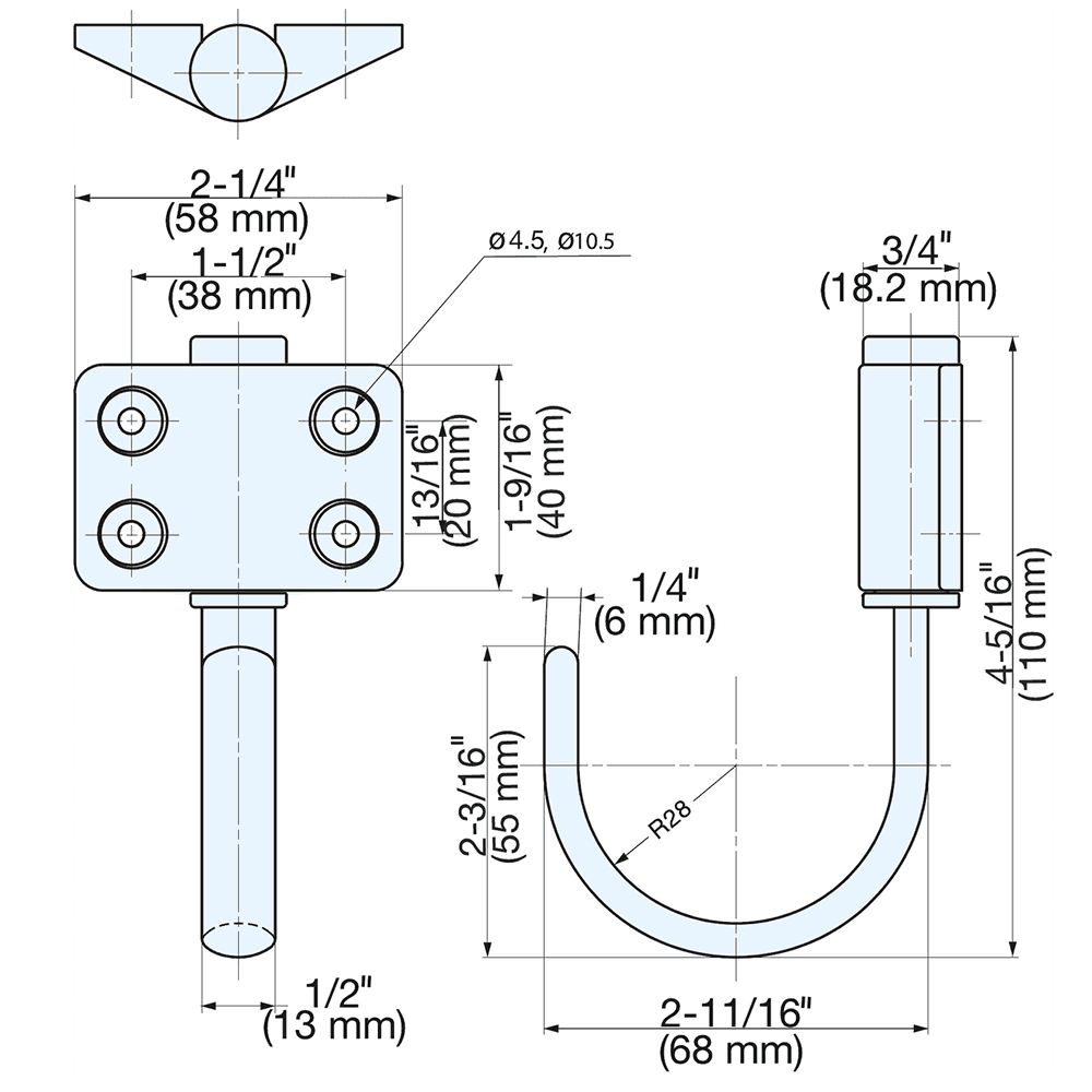 110mm Stainless Steel Hook, Polished Alt 8 - Image