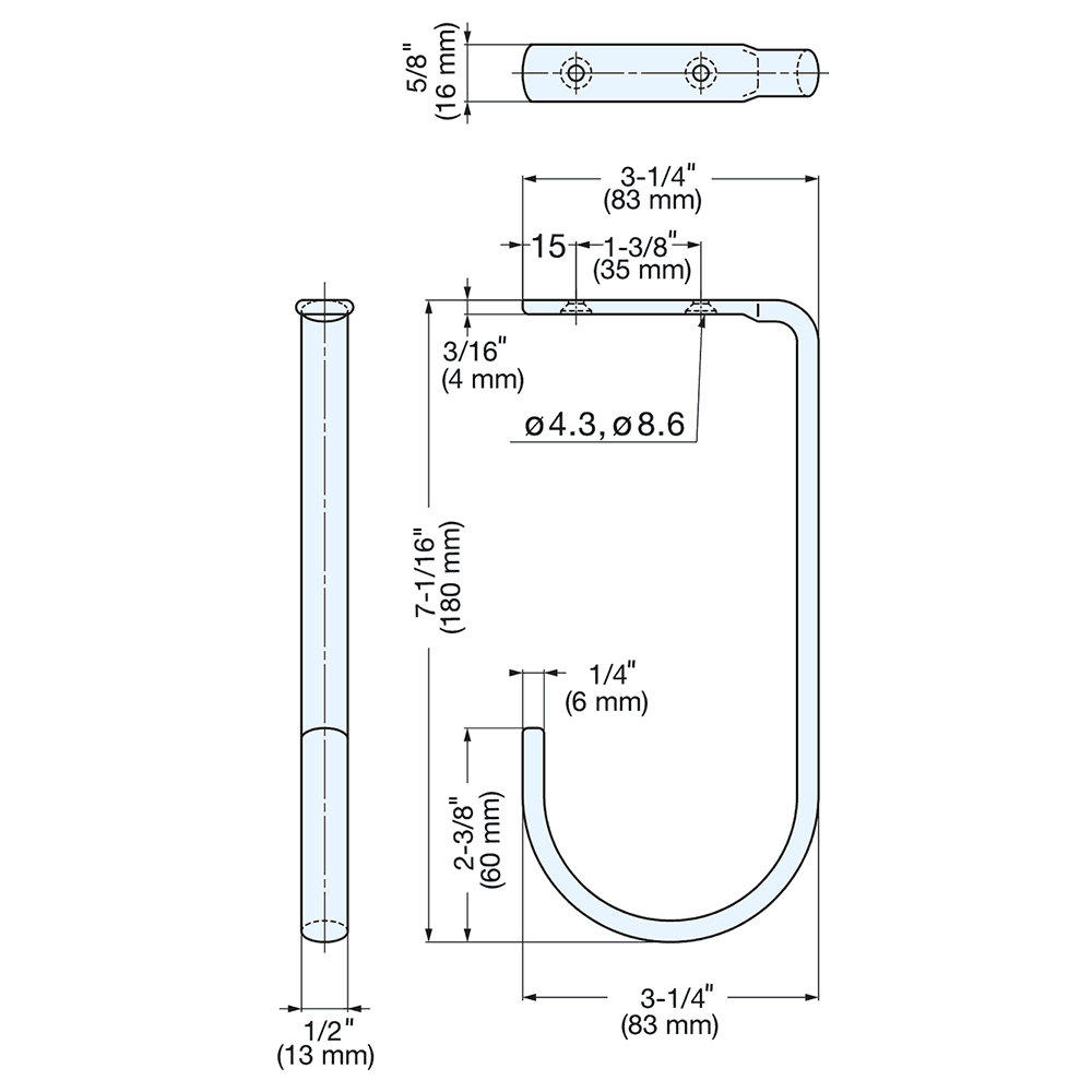 180mm Stainless Steel Hook, Mirror Alt 5 - Image