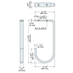 180mm Stainless Steel Hook, Mirror Alt 5 - Image