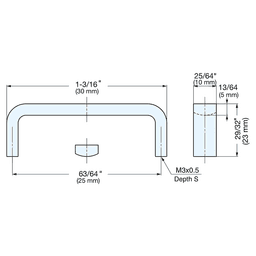 25mm Rectangle Handle Pull, Satin Alt 1 - Image