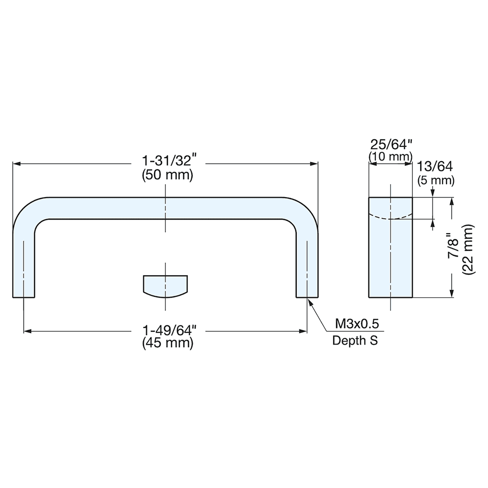 45mm Rectangle Handle Pull, Satin Alt 4 - Image