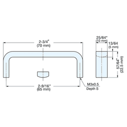 65mm Rectangle Handle Pull, Mirror Alt 4 - Image