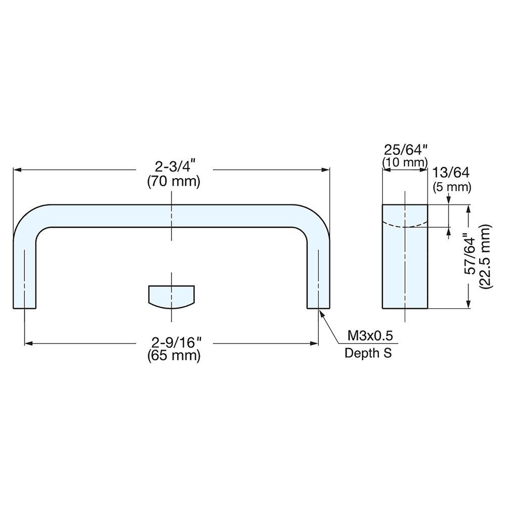 65mm Rectangle Handle Pull, Satin Alt 4 - Image