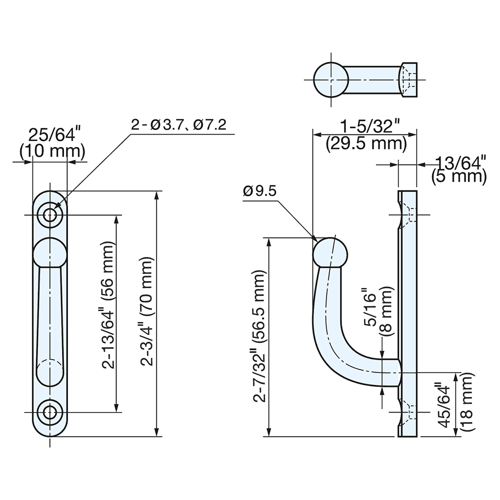 70mm Stainless Steel Hook, Polished Main - Image