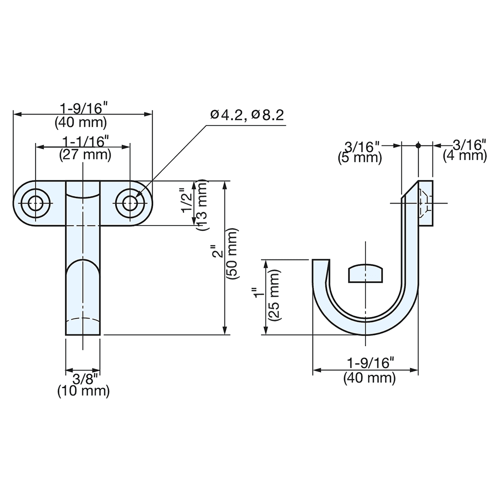 50mm Stainless Steel J-Hook, Mirror Alt 4 - Image