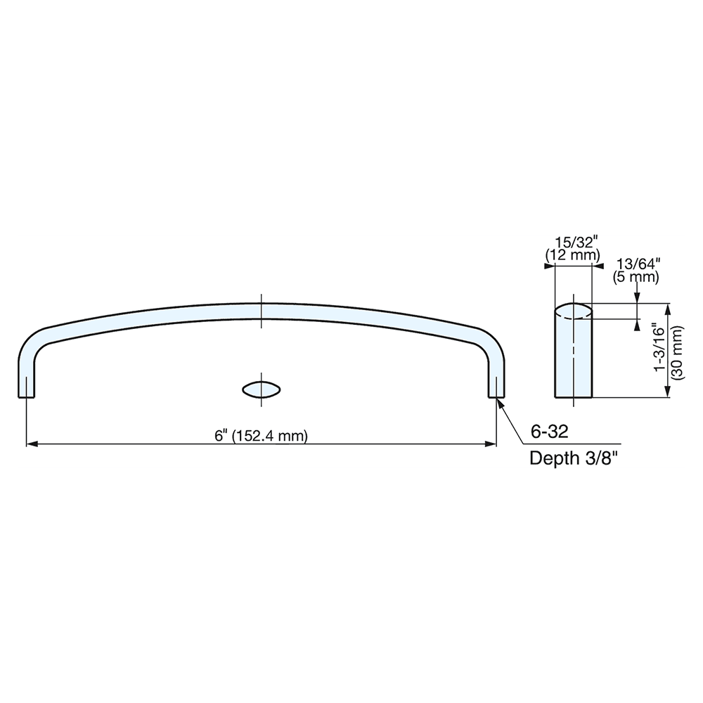 KC-R660/M 152.4mm Oval Handle Pull, Mirror Alt 4 - Image