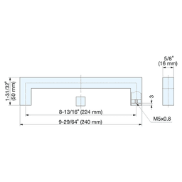 224mm Square Handle Pull, Satin Alt 4 - Image