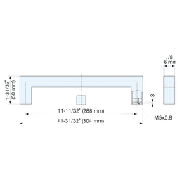 288mm Square Handle Pull, Satin Alt 1 - Image