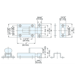 27mm Slide Bolt, Satin Alt 4 - Image