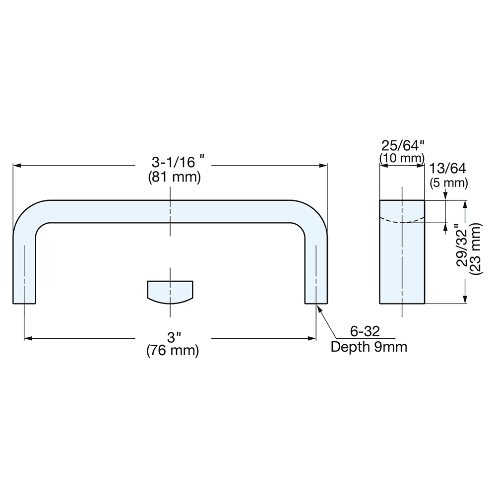 81mm Rectangle Handle Pull, Mirror Alt 4 - Image