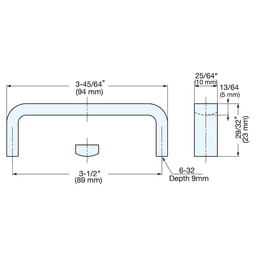 94mm Rectangle Handle Pull, Mirror Alt 4 - Image