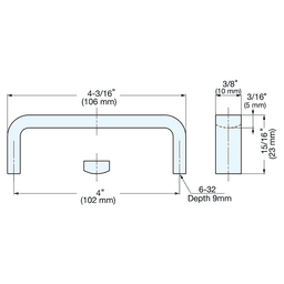 106mm Rectangle Handle Pull, Satin Alt 4 - Image
