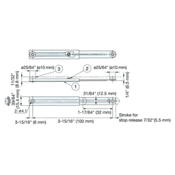 100mm Ultra Mini Lid Stay, Polished Alt 4 - Image