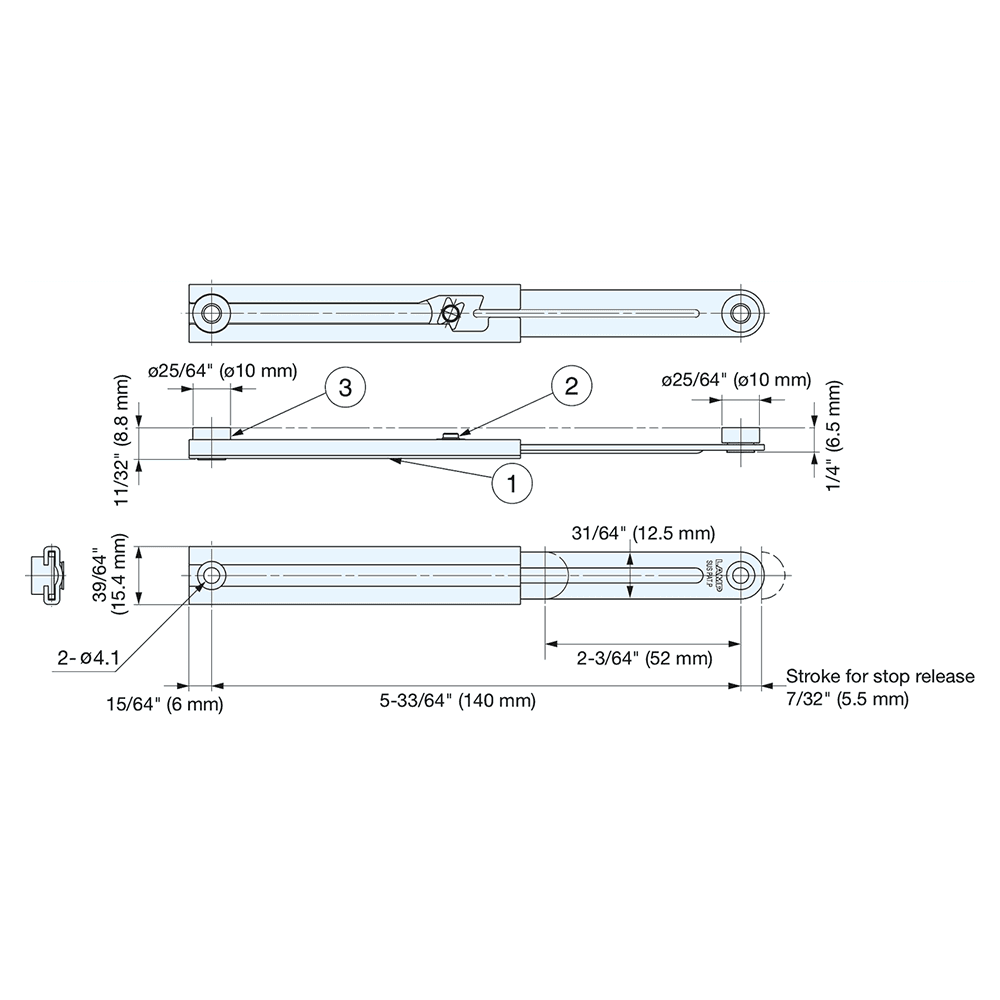 140mm Lid Stay, Polished Alt 4 - Image
