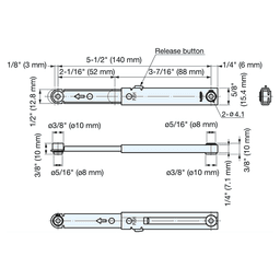 140mm Mini Lid Stay with Lock, Polished Alt 4 - Image