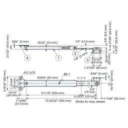 350mm Lid Stay, Chrome/Satin Alt 4 - Image