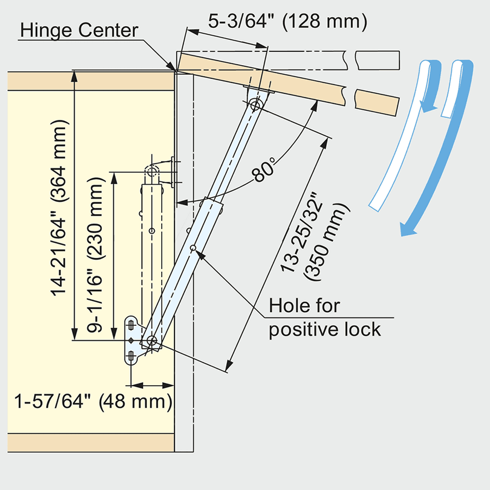 350mm Lid Stay, Chrome/Satin Alt 5 - Image