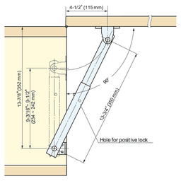 350mm Heavy Duty Lid Stay, Satin Alt 5 - Image