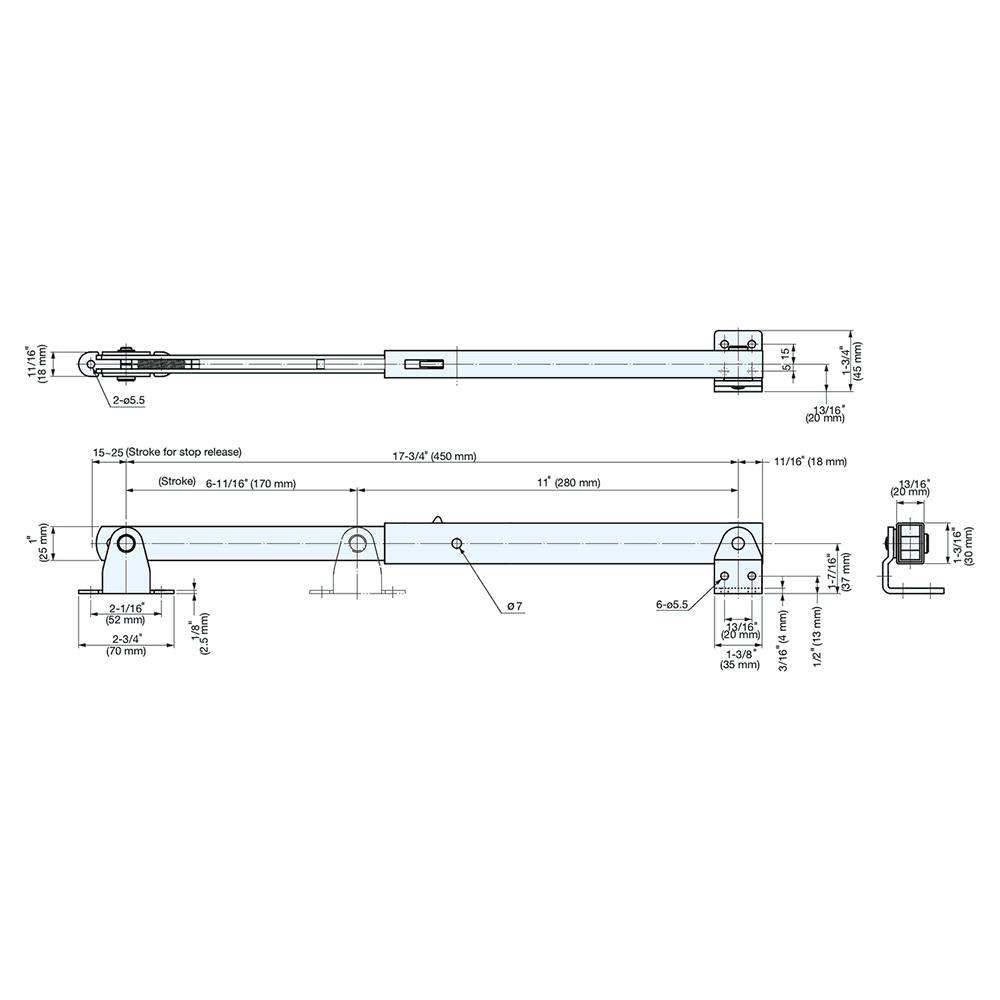 450mm Heavy Duty Lid Stay, Satin Alt 4 - Image