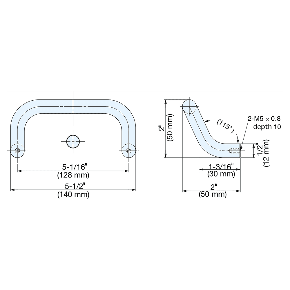 128mm 115° Handle Pull, Satin Alt 4 - Image