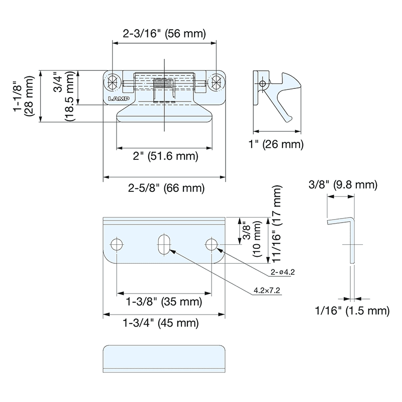 66mm Stainless Steel Lever Latch, Mirror Alt 1 - Image