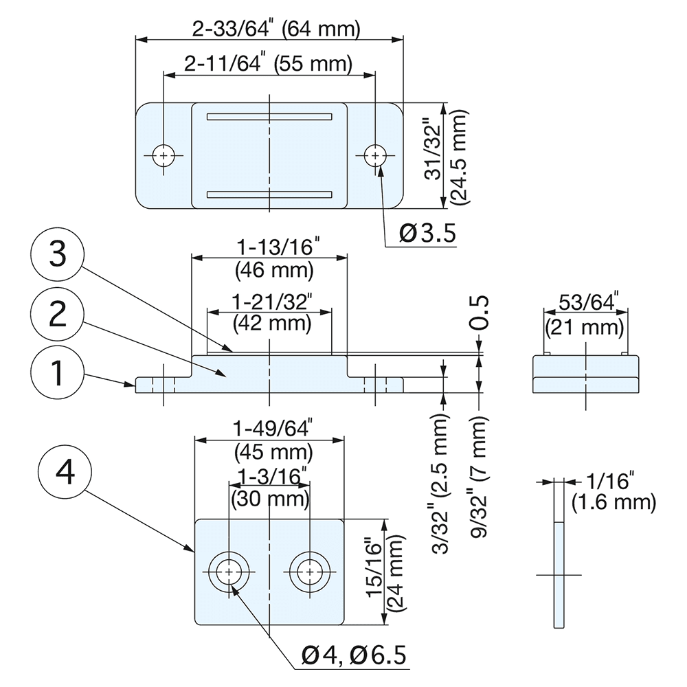 55mm Magnetic Catch, Ivory Alt 4 - Image
