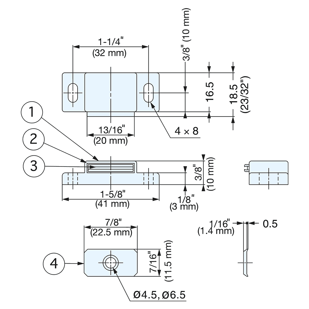MC0097 32mm Magnetic Catch, Black Alt 4 - Image
