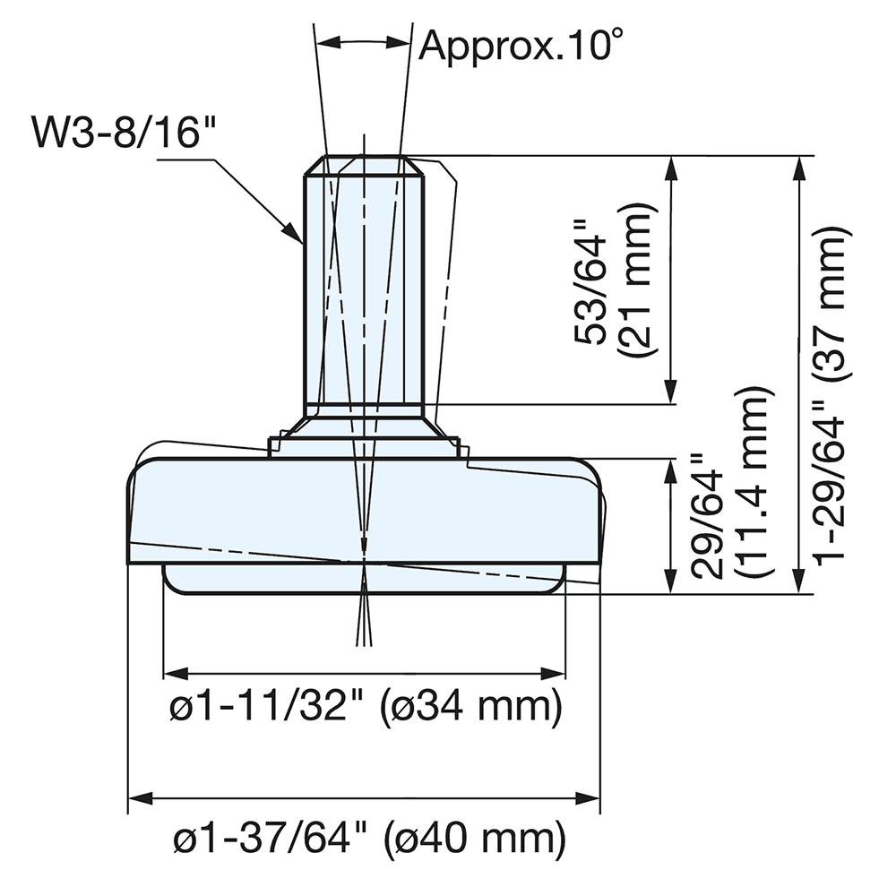 37mm x 40mm Adjustable Glide, Chrome Alt 4 - Image