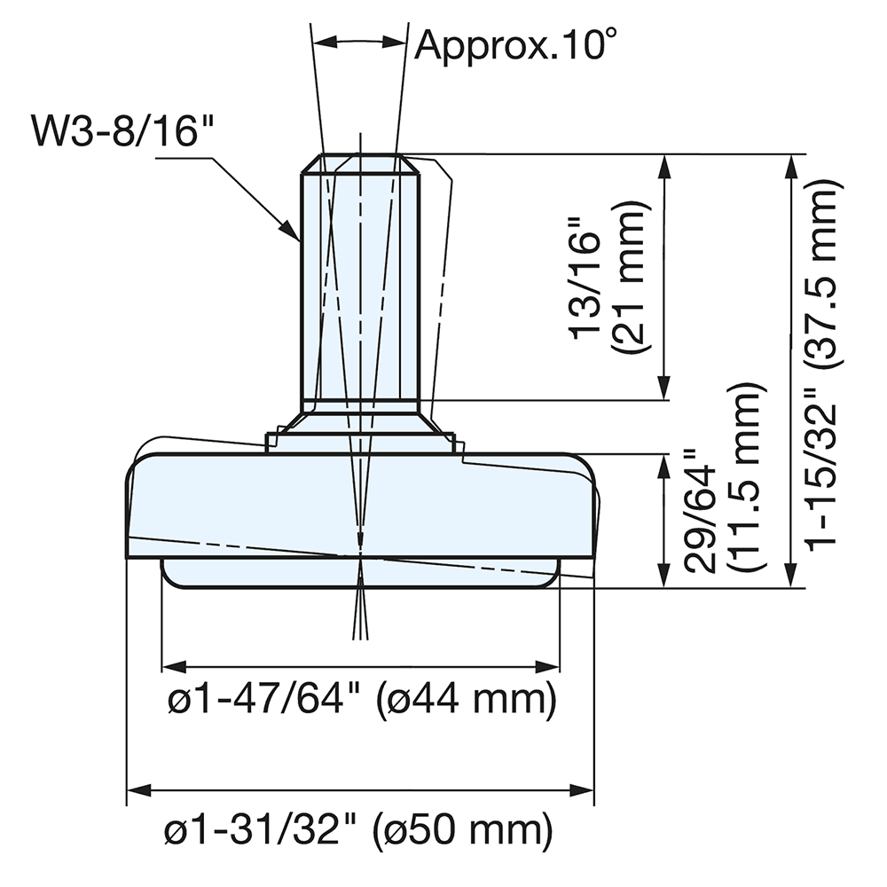 37.5mm x 50mm Adjustable Glide, Chrome Alt 4 - Image