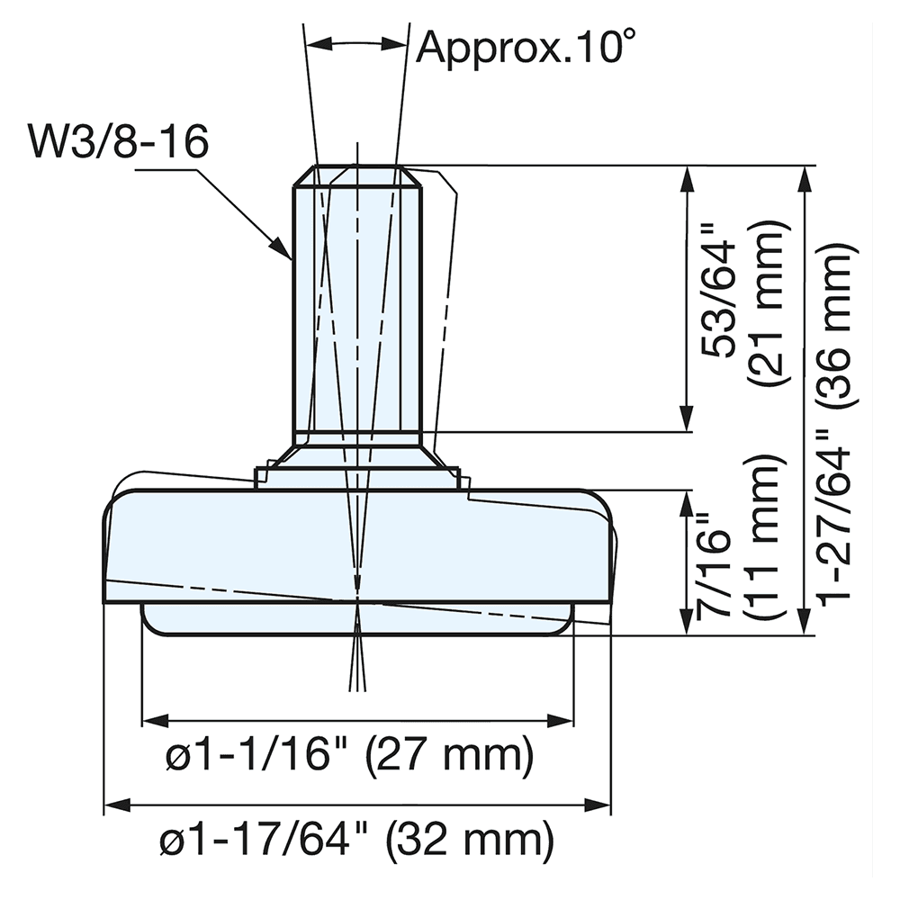 36mm x 32mm Leveling Glide, Satin Alt 4 - Image