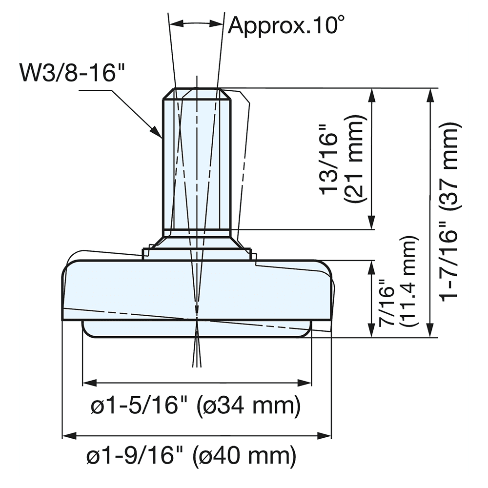 37mm x 40mm Leveling Glide, Satin Alt 4 - Image