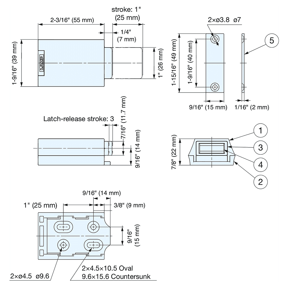 Push-To-Open Door Latch, White Alt 2 - Image