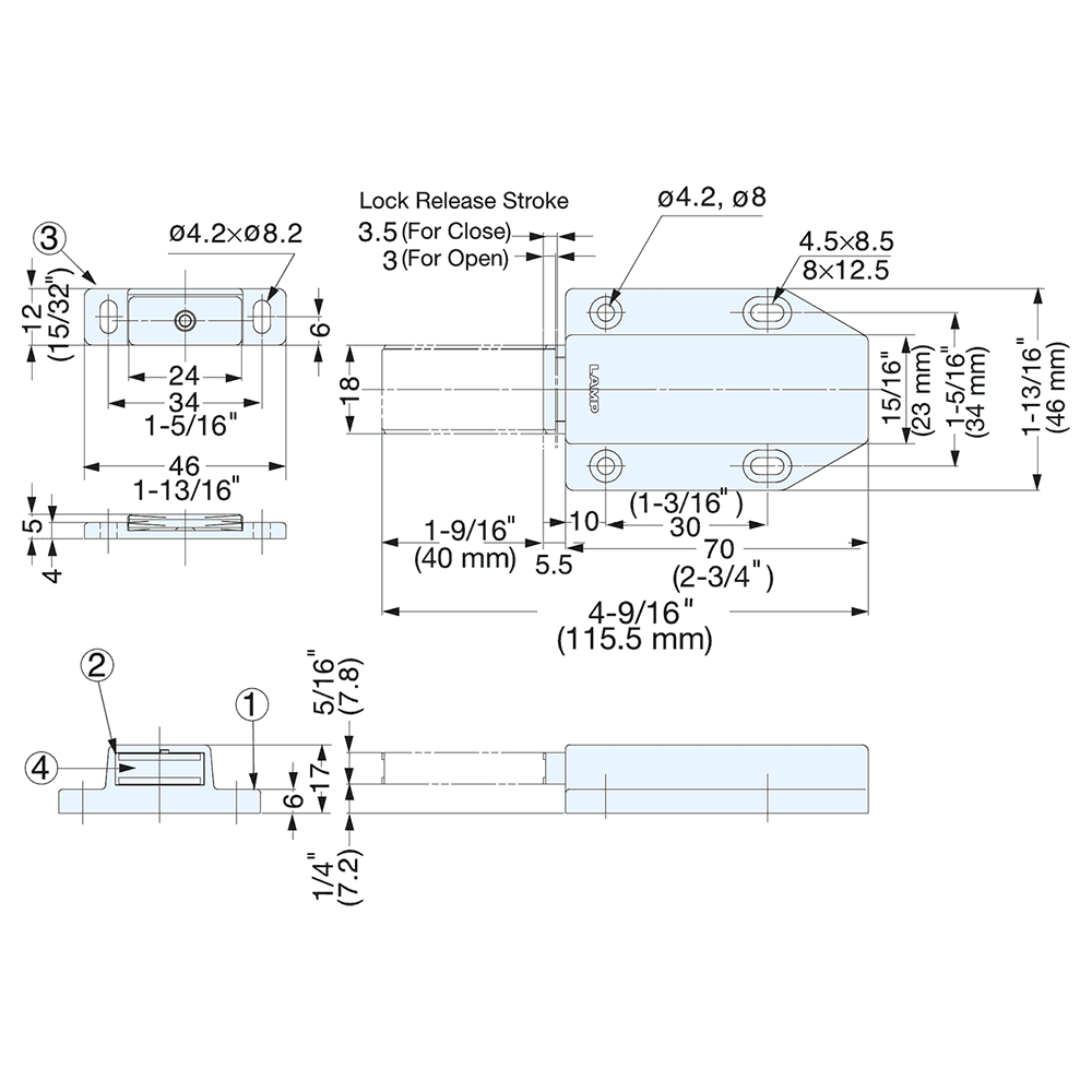 Long Stroke Magnetic Touch Latch, Black Alt 2 - Image