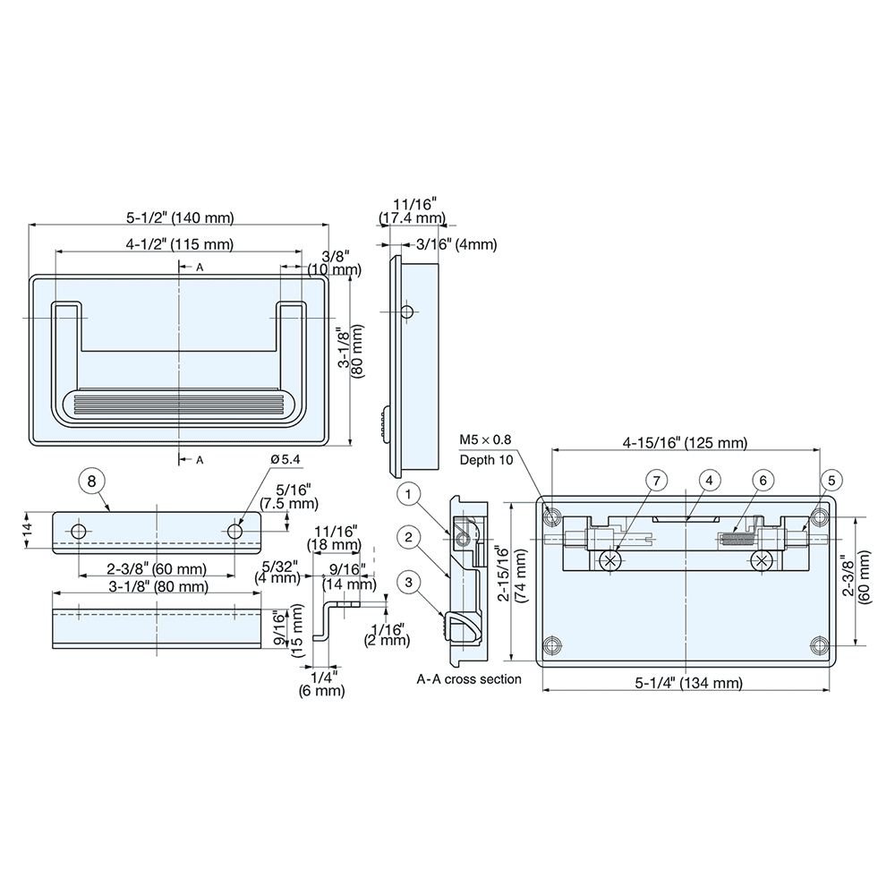 115mm Trunk Handle Pull, Chrome Alt 1 - Image