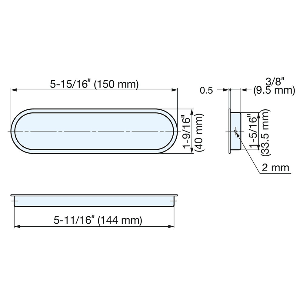 144mm Recessed Pull, Satin Alt 1 - Image