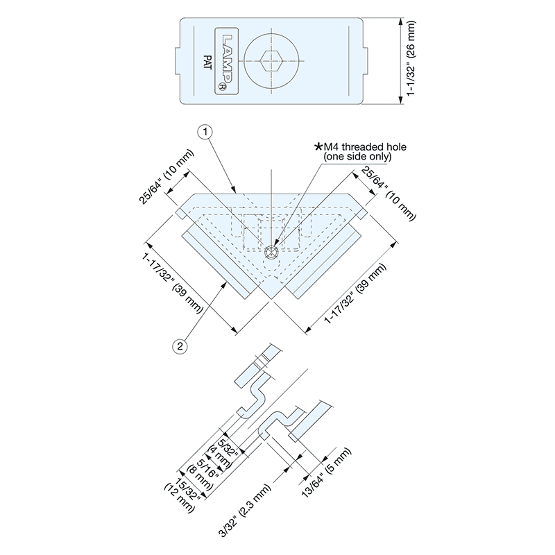 26mm Drop-In Type Corner Connector, Silver/Yellow Zinc Chromate | Würth ...
