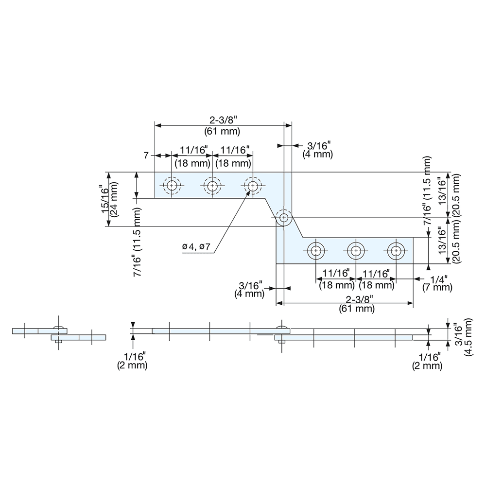 114mm Stainless Steel Hinge, Plain Alt 4 - Image