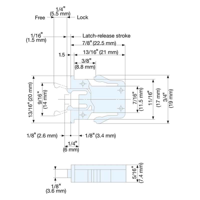 19mm Non-Magnetic Touch Latch, Black Alt 1 - Image