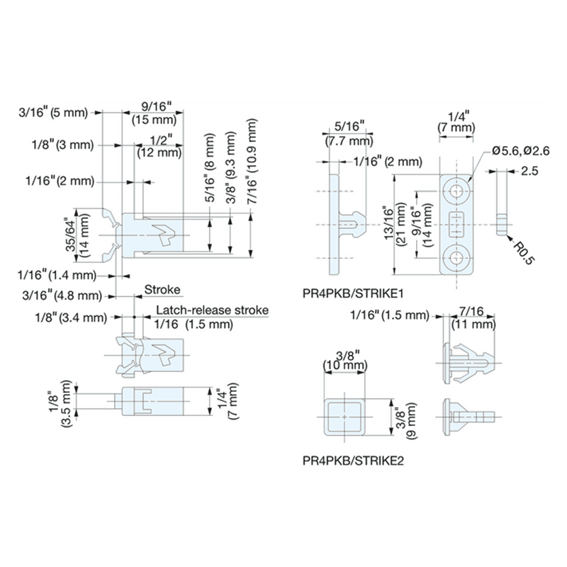 14mm Non-Magnetic Mini Touch Latch, Black Alt 1 - Image